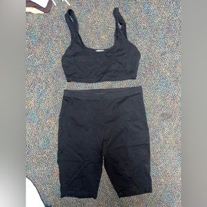 Black set with biker shorts and tank